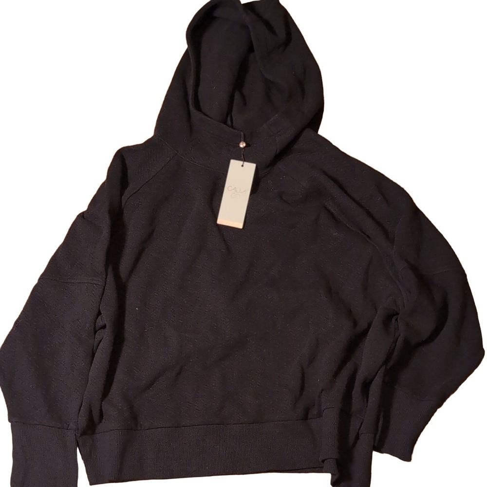 CALIA Oversized Pieced Hoodie WAX15116 Womens M Black Activewear